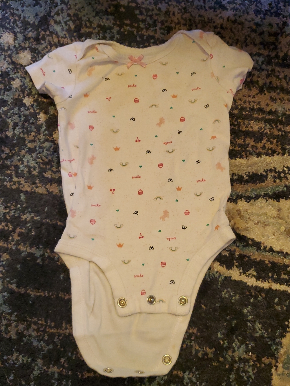 Carter's White Short-Sleeve Printed Baby One-Piece Bodysuit